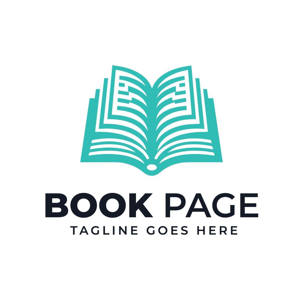Open boek bladzijde vlak onderwijs logo vector