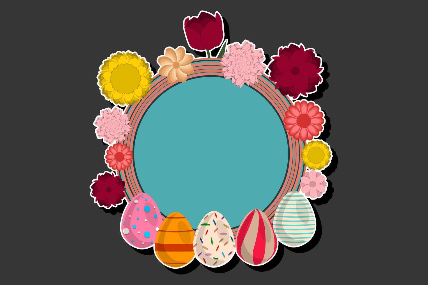 illustratie Aan thema viering vakantie Pasen met jacht kleurrijk helder eieren, banier bestaande van jacht verschillend Pasen eieren, mooi Pasen eieren zijn hoofd medeplichtig Bij abstract achtergrond vector