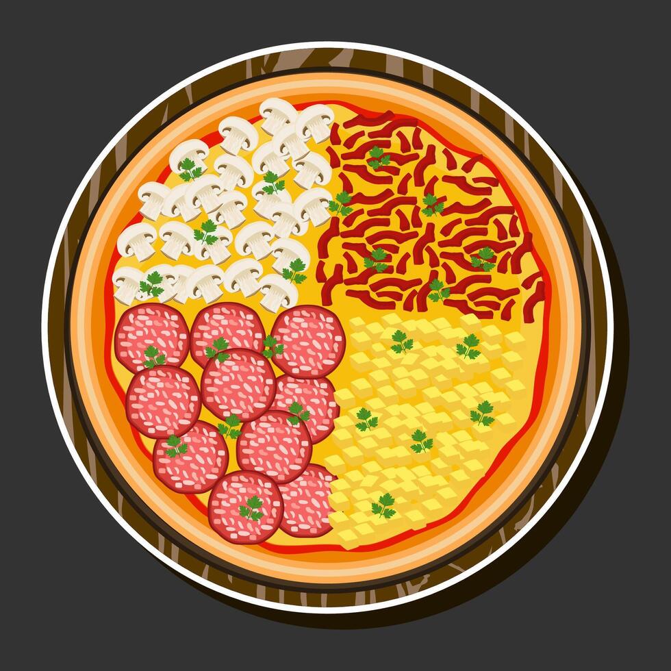 illustratie Aan thema groot heet smakelijk pizza naar pizzeria menu vector