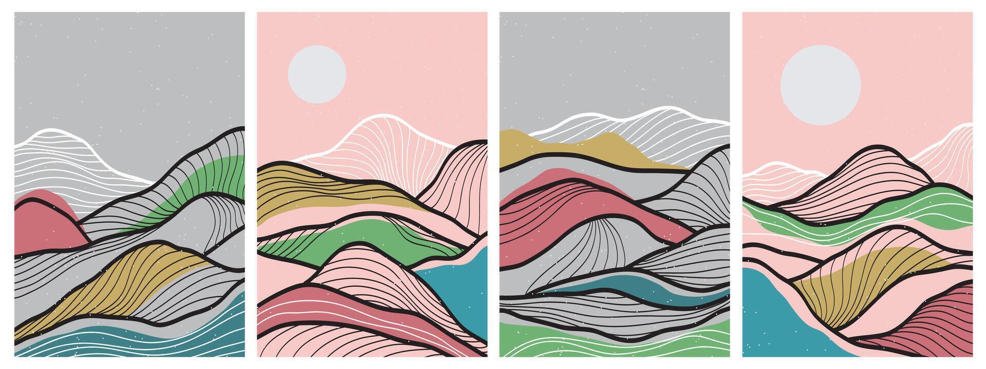Japanse achtergrond met lijn golfpatroon vector. abstracte sjabloon met geometrische patroon. ontwerp van de berglay-out in oosterse stijl. vector