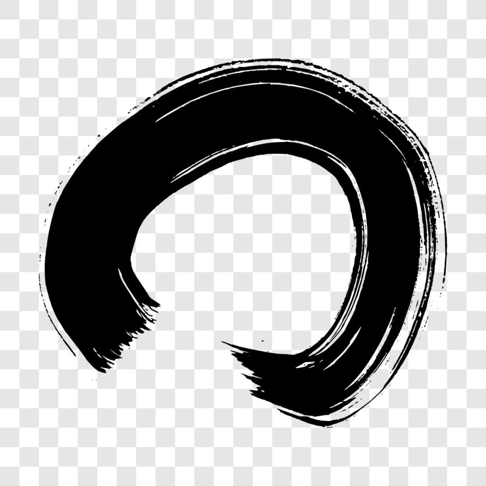 zwart grunge borstel beroerte in cirkel het formulier. geschilderd inkt cirkel. inkt plek geïsoleerd Aan achtergrond. vector illustratie