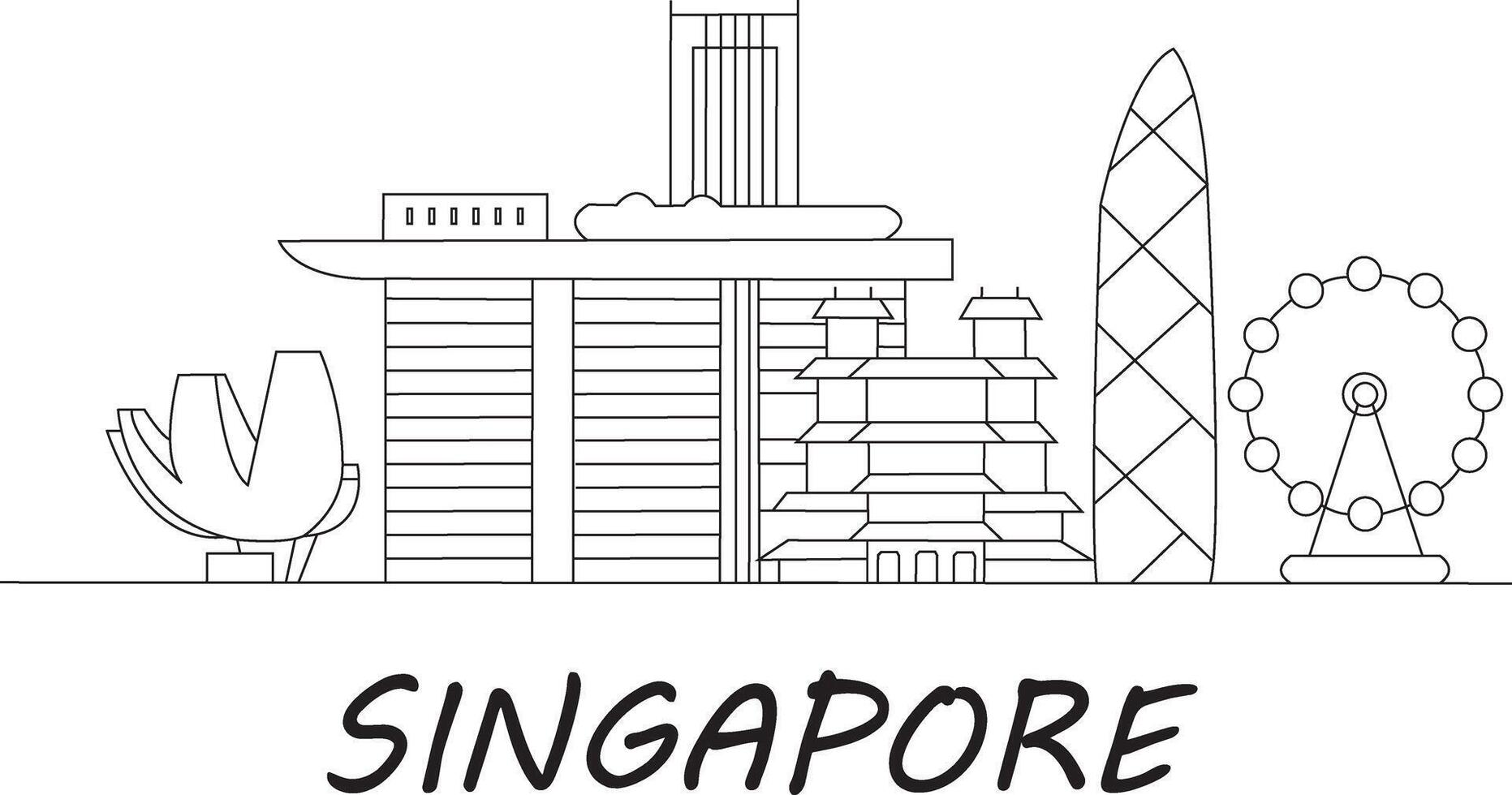 Singapore stad lijn trek vrij vector