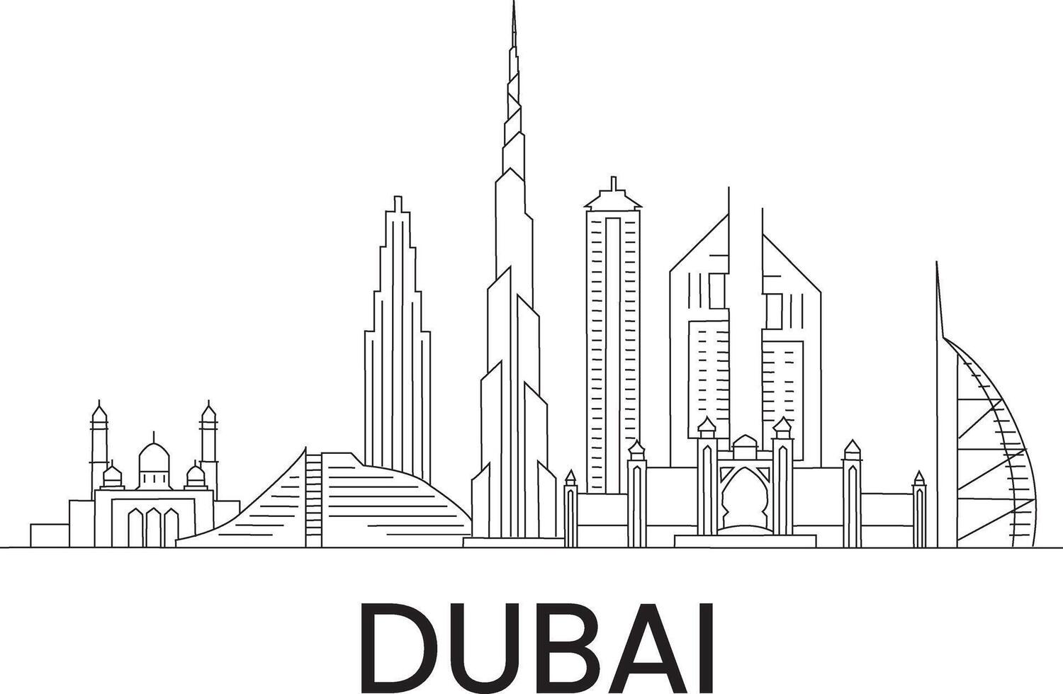 Dubai stad lijn trek vrij vector