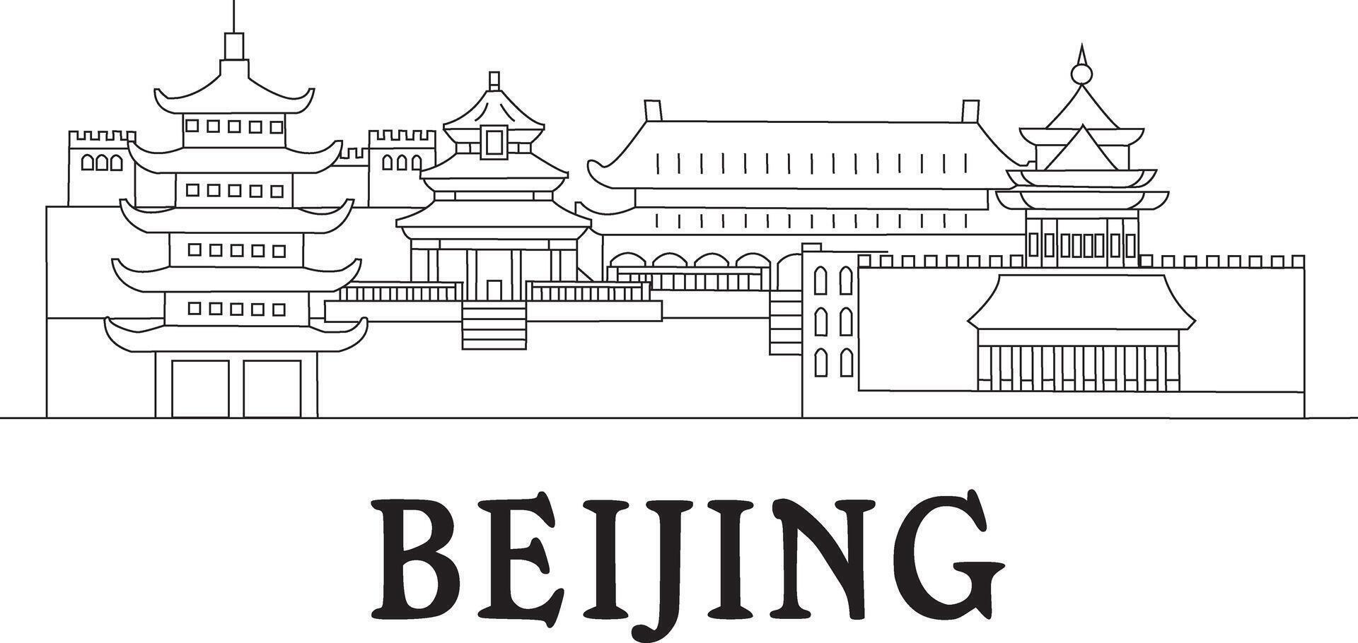 Beijing stad lijn trek vrij vector