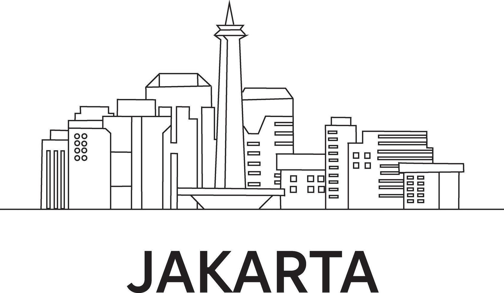 Jakarta stad lijn trek vrij vector