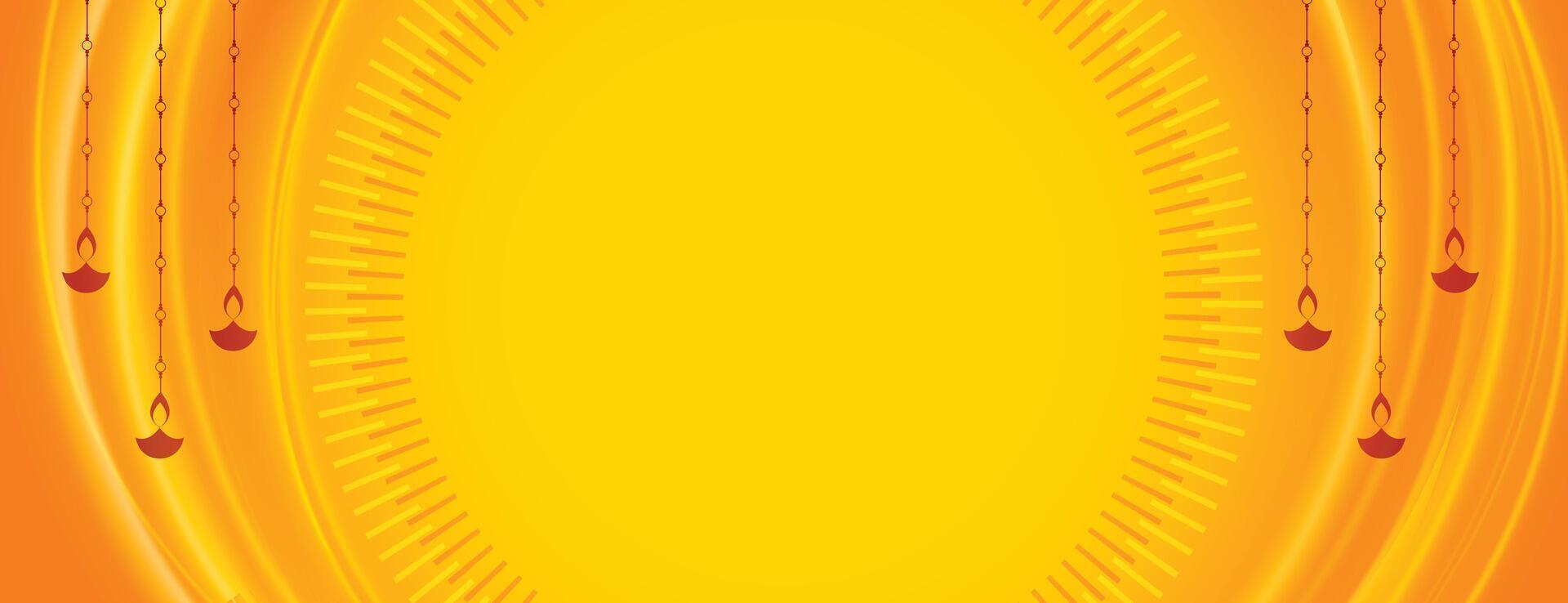 diwali modern web breed banier in geel achtergrond vector illustratie
