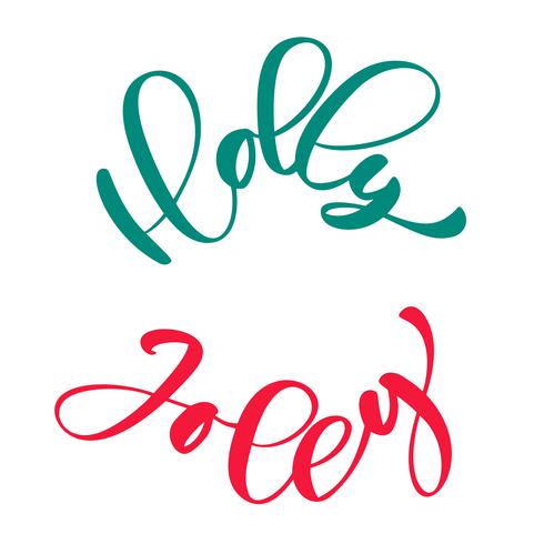 Holly Jolly kalligrafie belettering Kerst mis zin geschreven in een cirkel. Hand getrokken letters. vector tekst voor ontwerp wenskaarten foto overlays