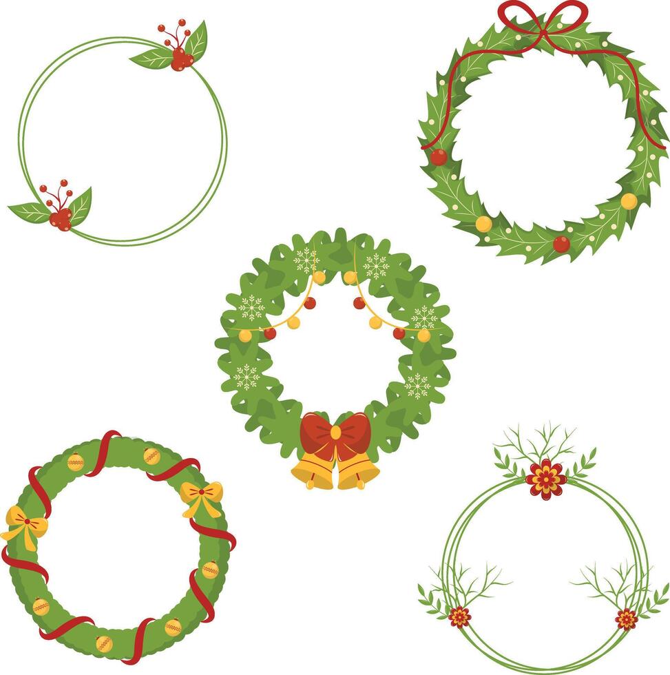 Kerstmis krans ornament Aan wit achtergrond. vector illustratie reeks