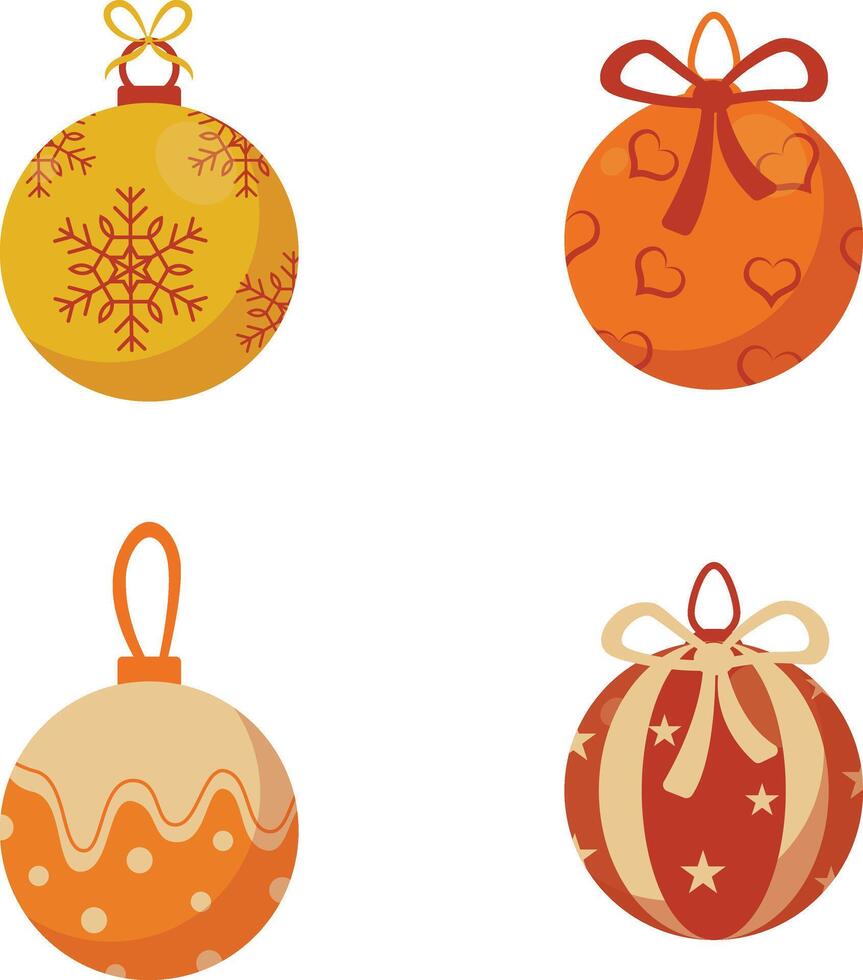 verzameling van Kerstmis bal decoratie. vector illustratie Aan een wit achtergrond.