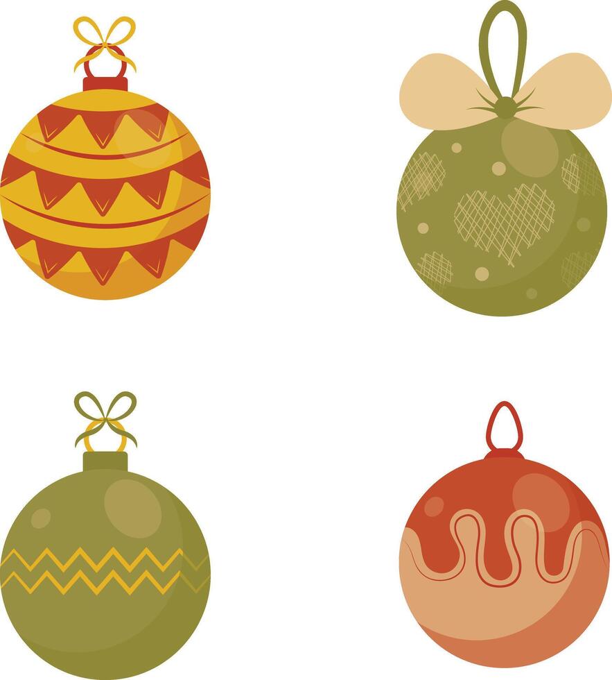 verzameling van Kerstmis bal decoratie. vector illustratie Aan een wit achtergrond.