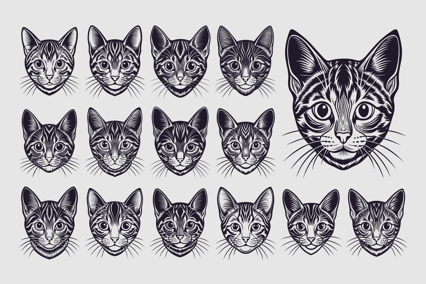 ai gegenereerd bundel van schattig Amerikaans draadhaar kat gezicht illustratie ontwerp vector