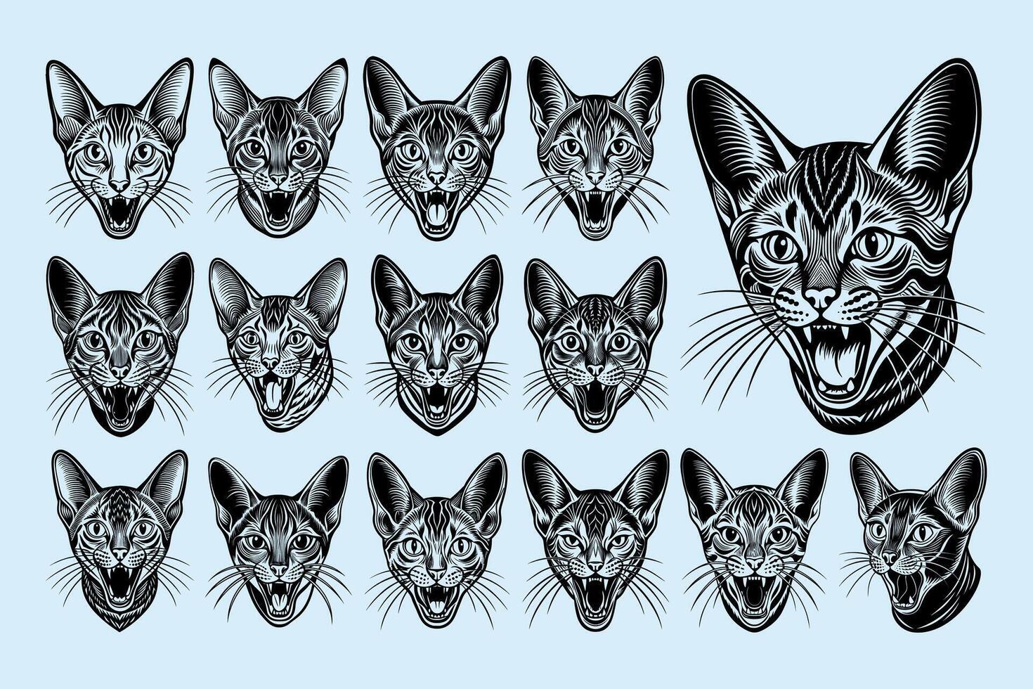 ai gegenereerd bundel van Chausie kat hoofd portret illustratie ontwerp vector