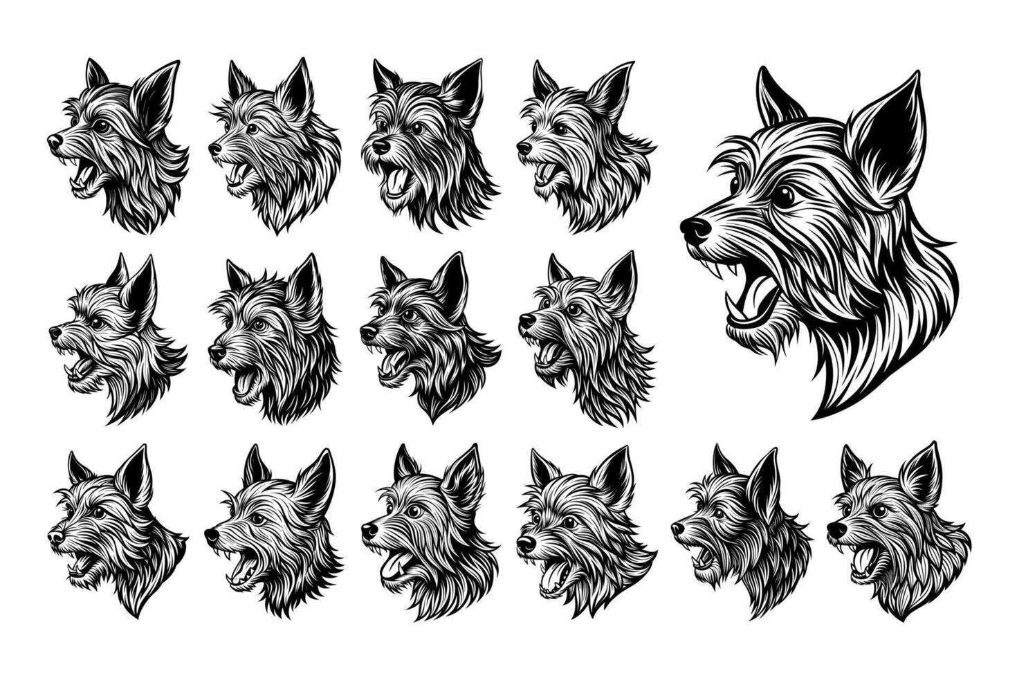 ai gegenereerd kant visie van yorkshire terriër hond hoofd illustratie ontwerp reeks vector
