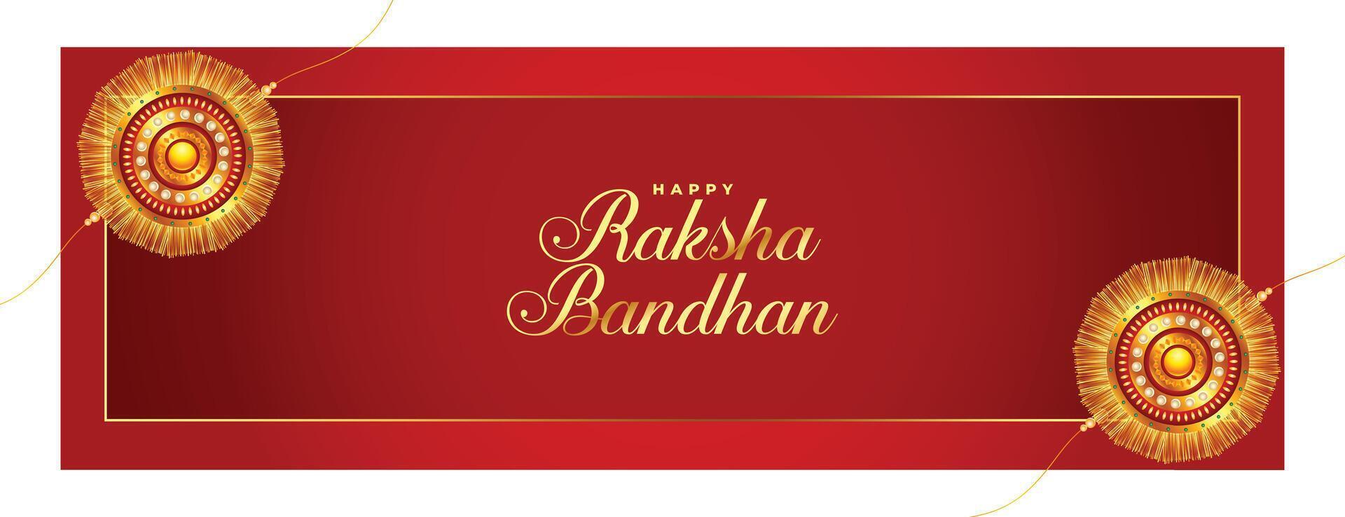 gelukkig raksha bandhan festival banier met realistisch rakhi ontwerp vector