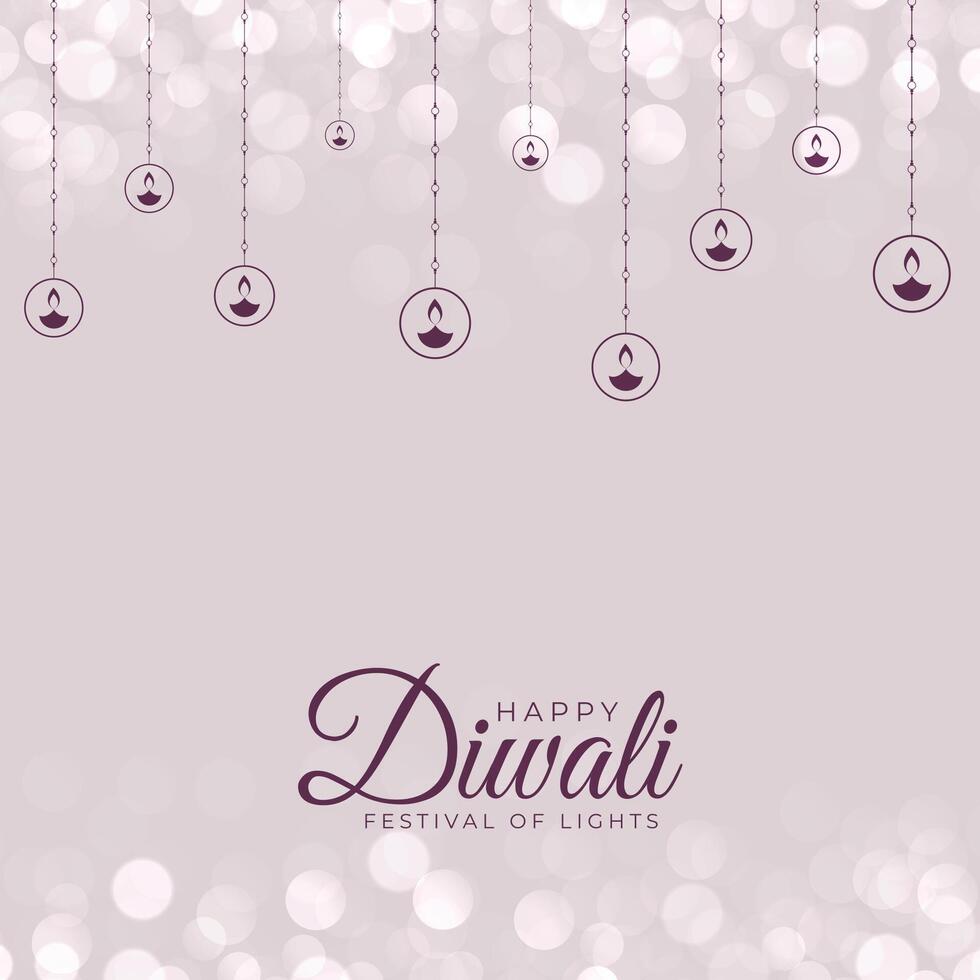 elegant shubh deepavali banier met hangende diya bokeh stijl vector illustratie