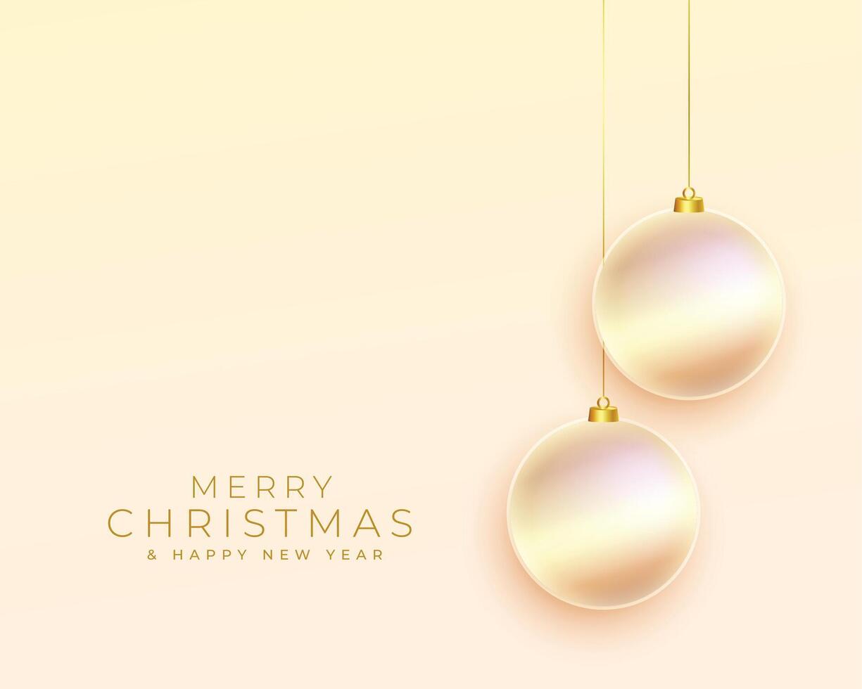 glimmend vrolijk Kerstmis groet met ballen decoratie vector