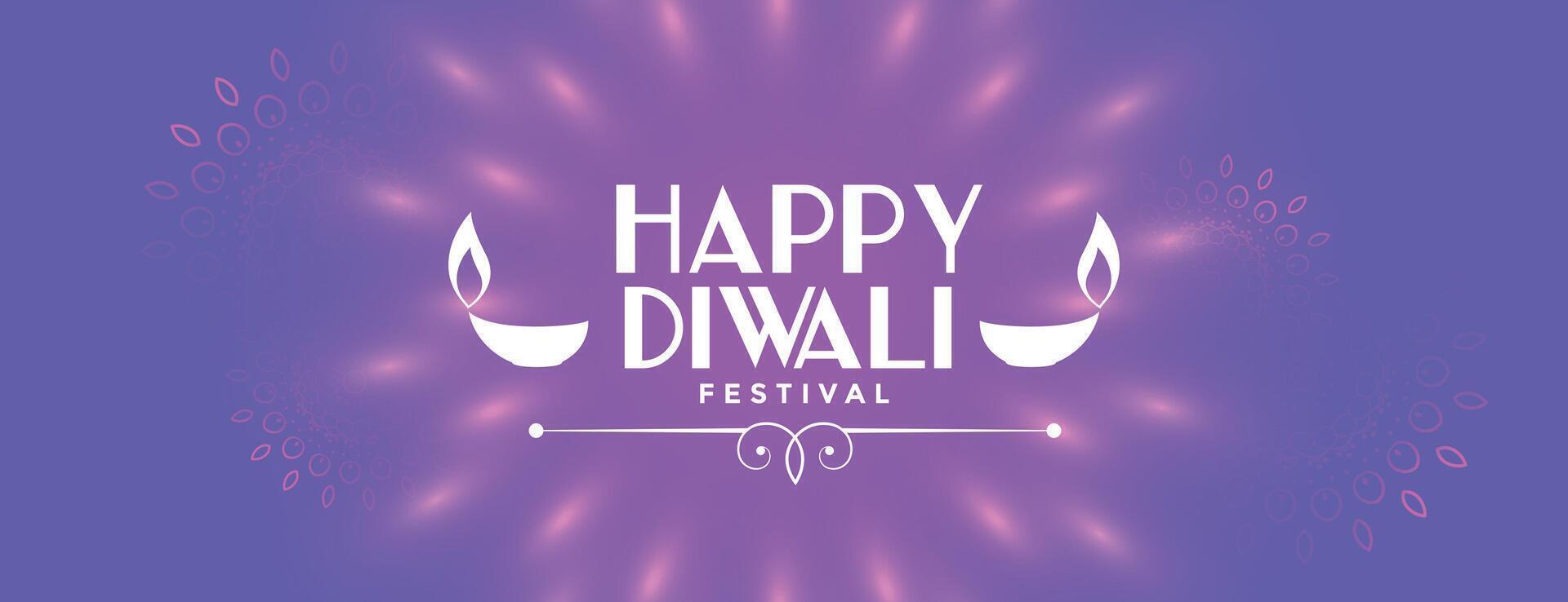 gelukkig diwali glimmend festival Purper banier ontwerp vector