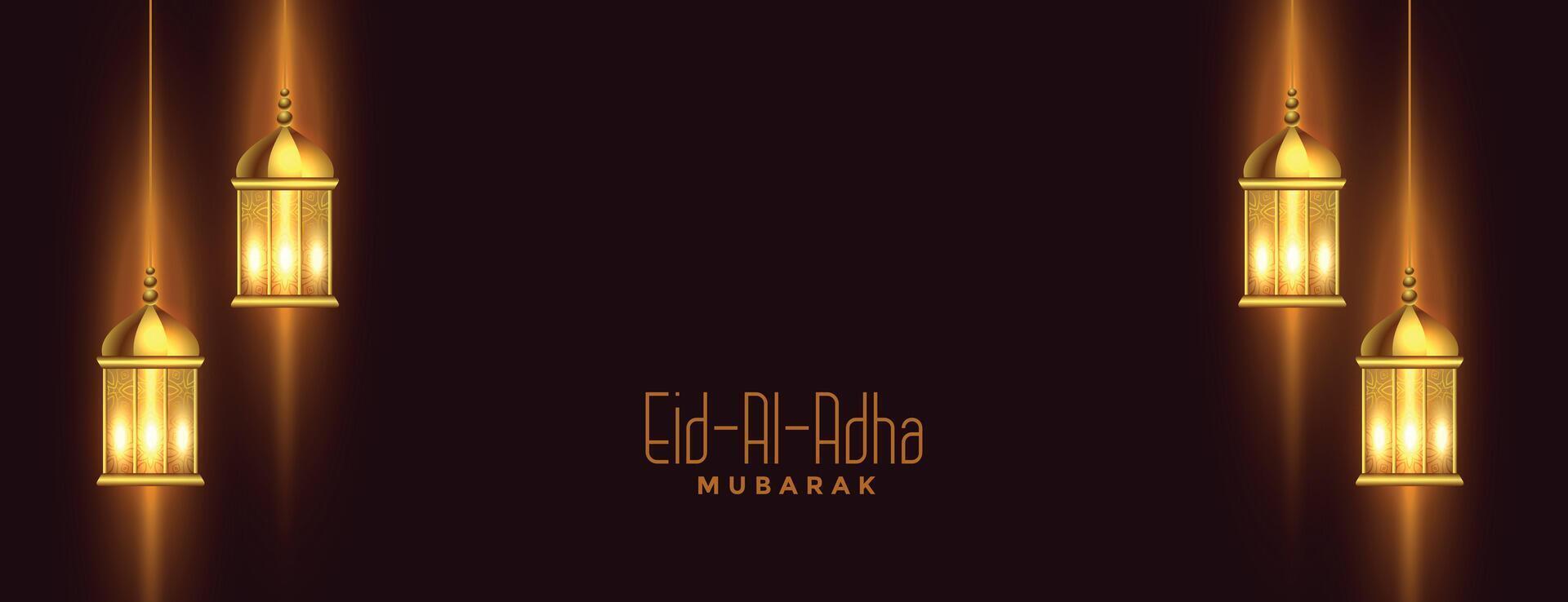 eid al adha banier met Islamitisch lantaarn decoratie vector