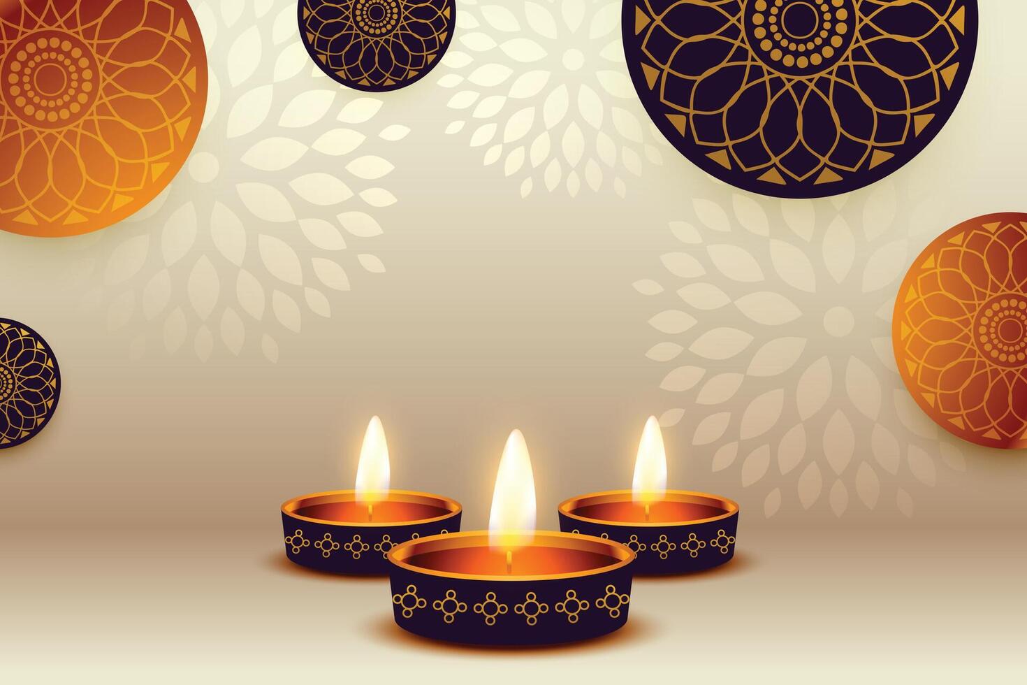 diwali viering sjabloon met realistisch olie lamp ontwerp vector