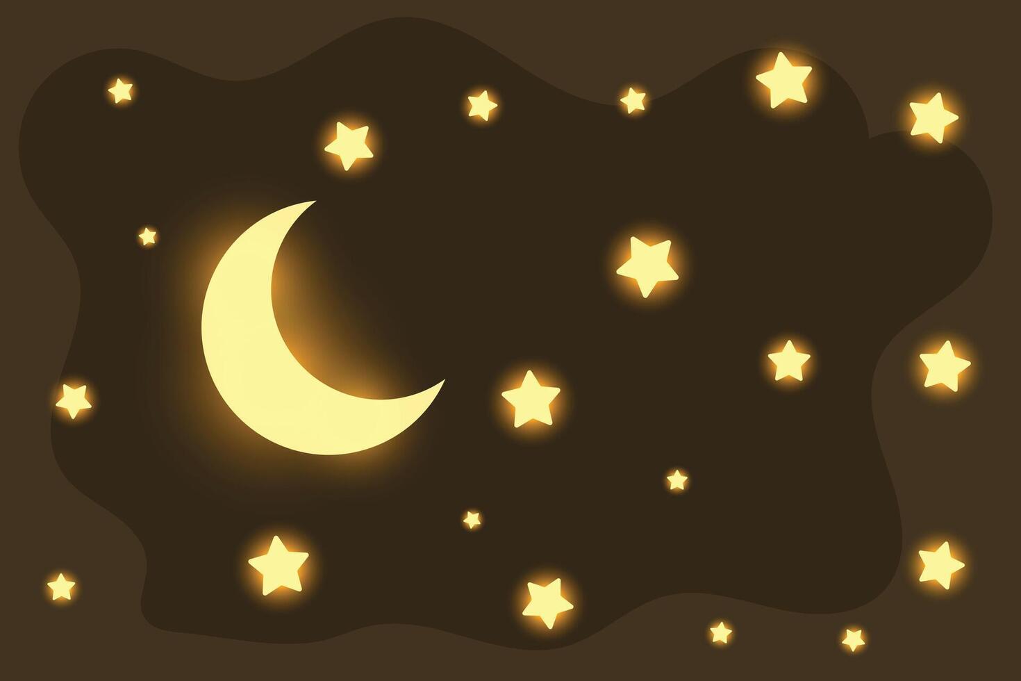 mooi gloeiend maan en sterren dromerig achtergrond vector