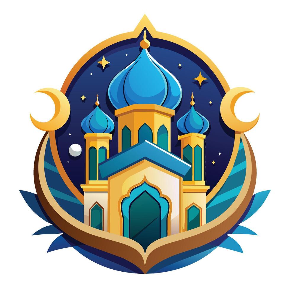 vector illustratie van moskee embleem. Ramadan kareem groet kaart of poster.