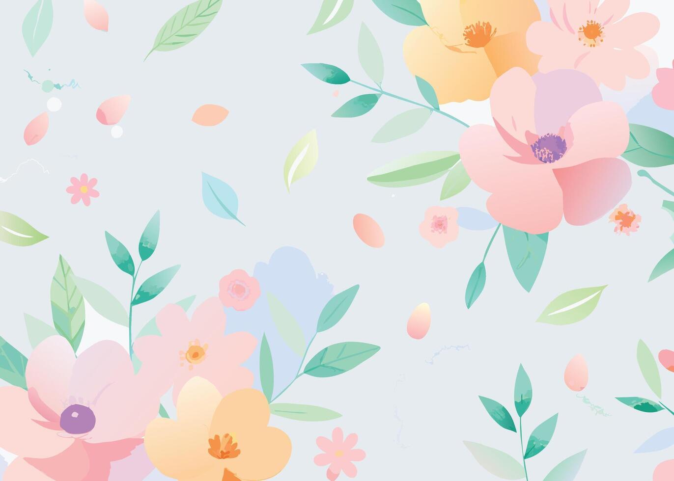 naadloos bloemen patroon met bloemen en bladeren. pastel kleur vector