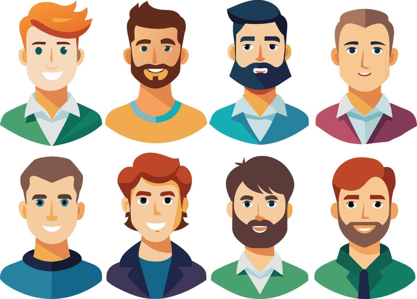 reeks van mannen avatars met verschillend gelaats uitdrukkingen. vector illustratie.