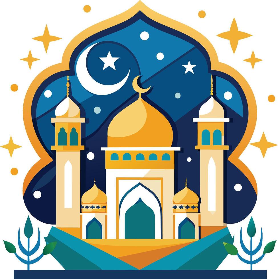 vector illustratie van moskee in vlak ontwerp stijl. ontwerp element voor banier, poster, kaart, folder.