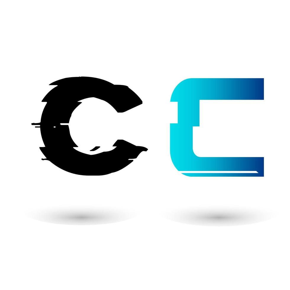 creatief glitch letter c-ontwerp vector