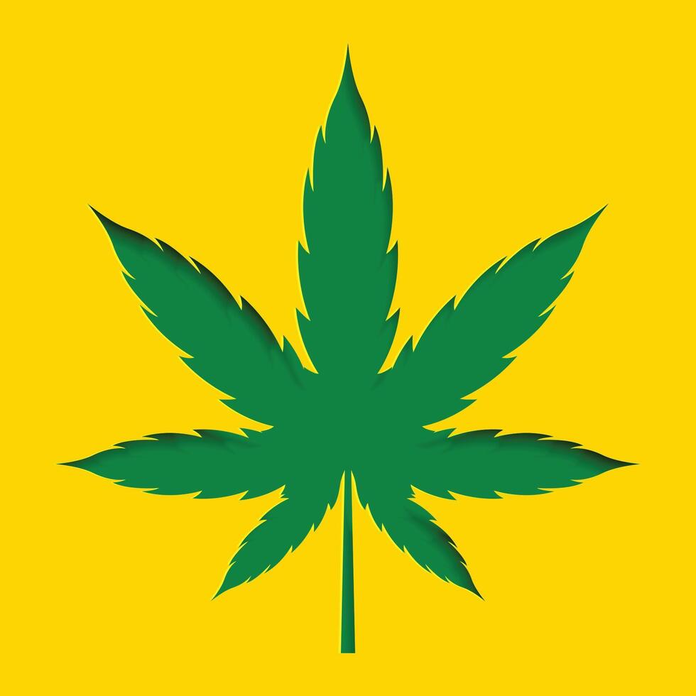 papercut stijl marihuana hennep blad ontwerp achtergrond vector