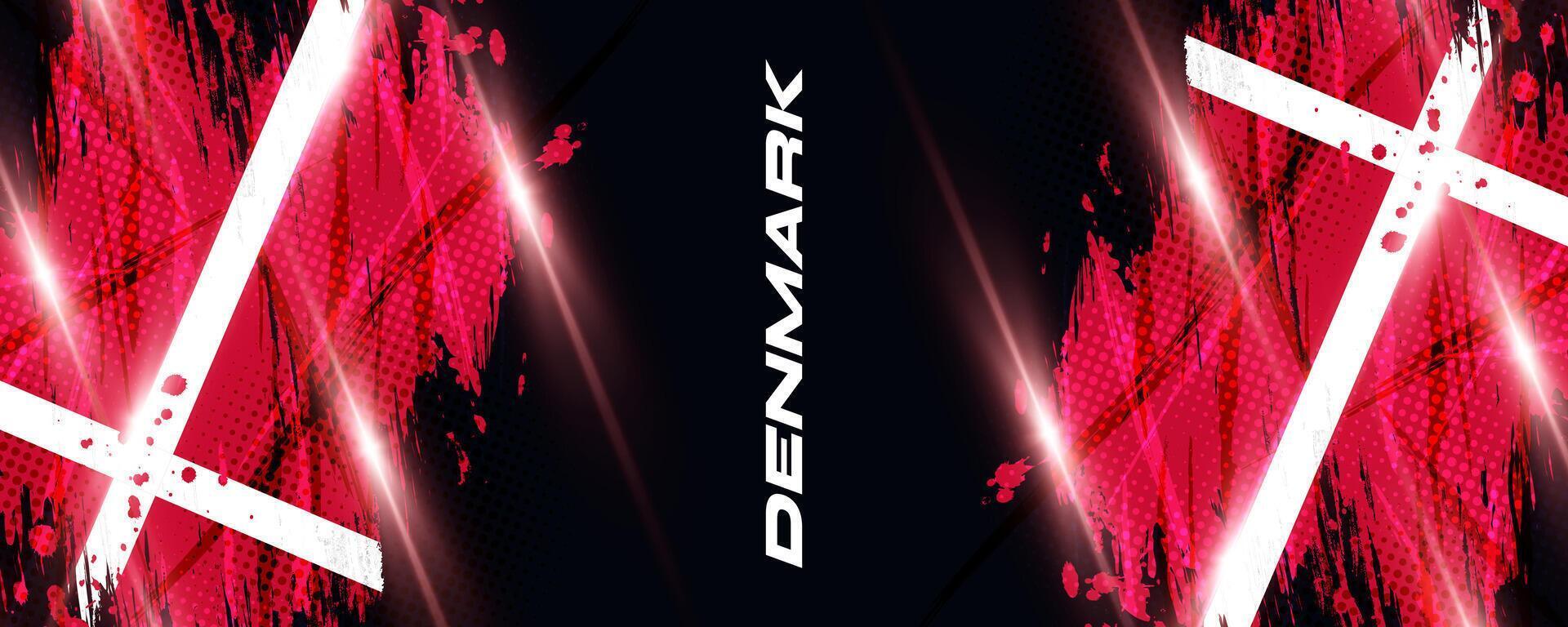 vlag van Denemarken met borstel stijl en halftone effect. Deens vlag achtergrond met grunge concept en gloeiend licht Effecten vector