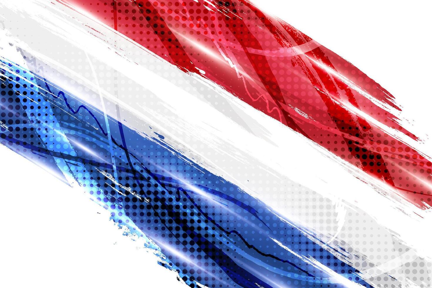 Nederland vlag in borstel verf stijl met halftone en schijnend licht Effecten. de vlag van Nederland in grunge borstel stijl vector