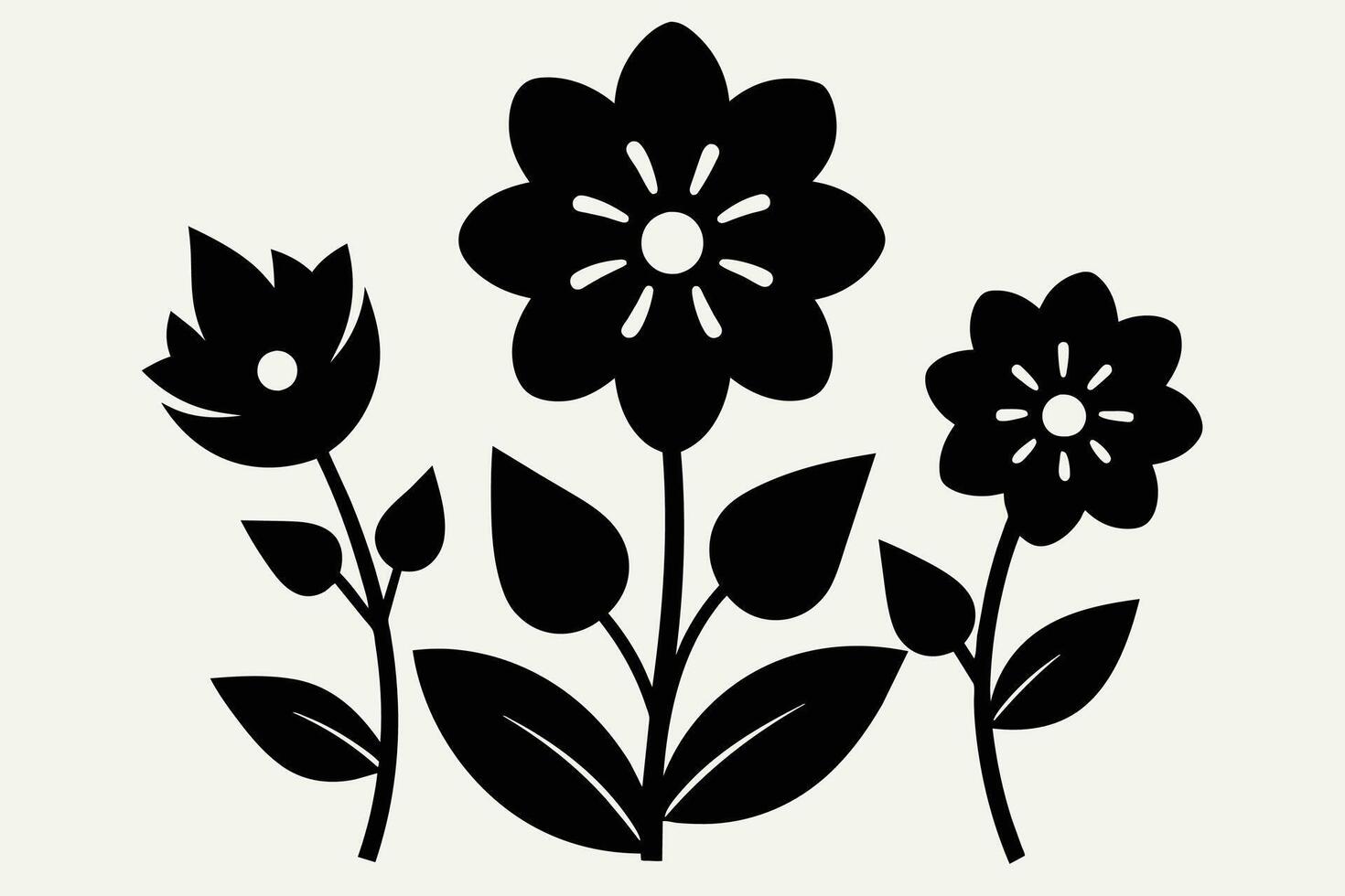 zwart uitknippen symbolen van bloemen vector