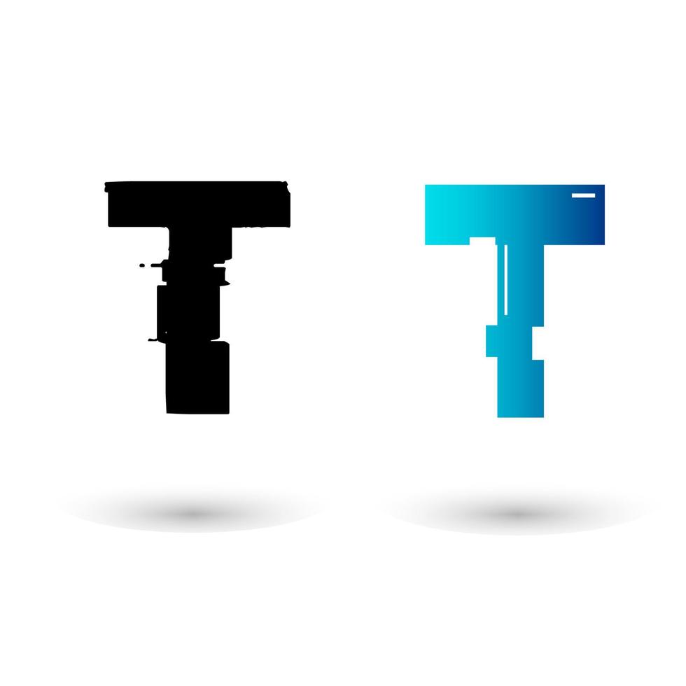 creatief glitch letter t-ontwerp vector