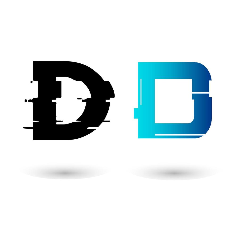 creatief glitch letter d-ontwerp vector
