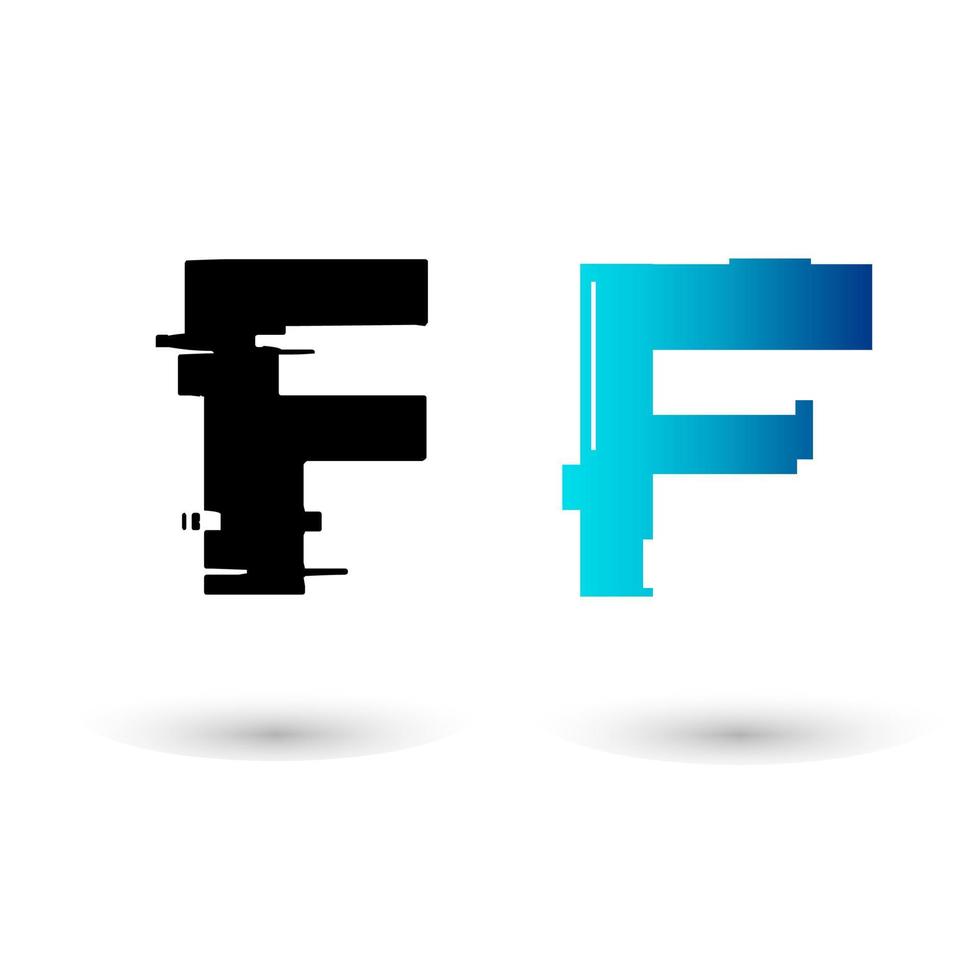 creatieve glitch letter f ontwerp vector