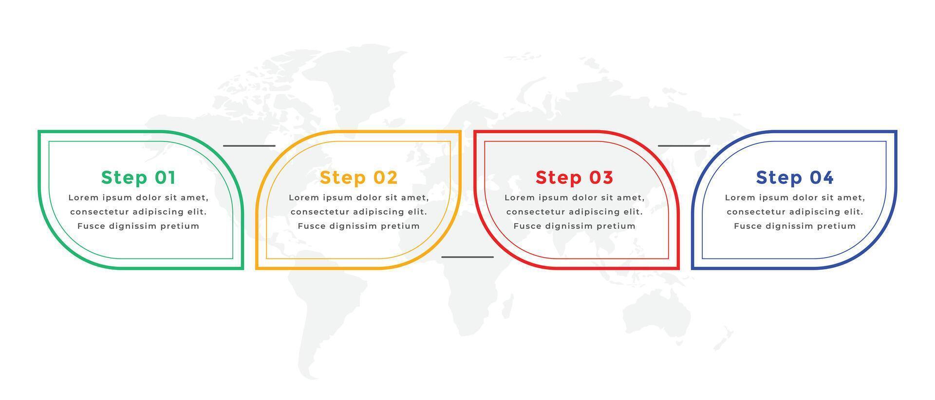 vier stappen lijn stijl infographic sjabloon ontwerp vector