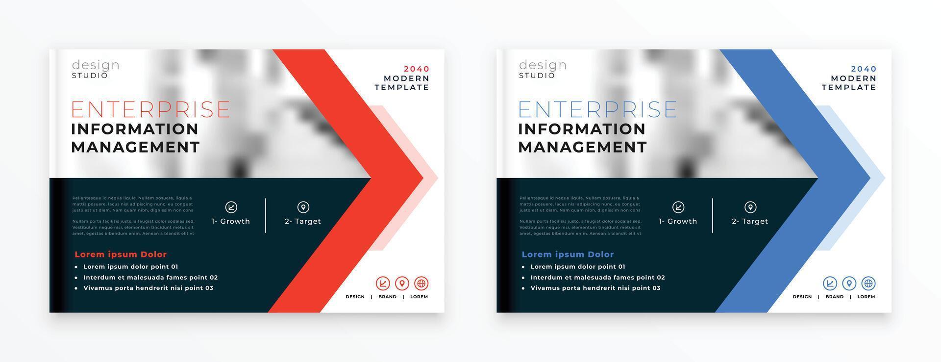 professioneel bedrijf brochure in rood en blauw kleuren vector