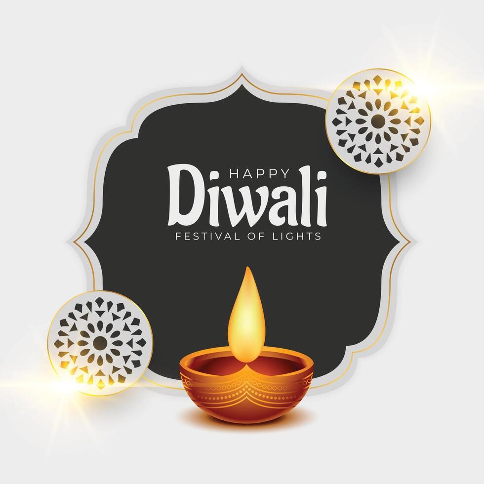 premie diwali festival achtergrond met realistisch diya en tekst ruimte vector