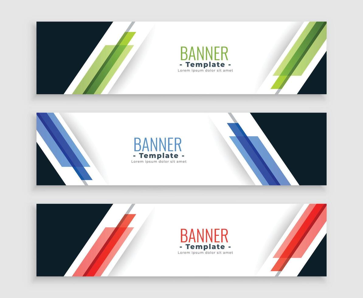 abstract meetkundig web banners modern reeks in drie kleuren vector