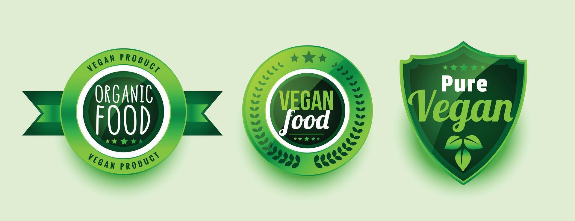 zuiver biologisch veganistisch voedsel etiketten of stickers vector