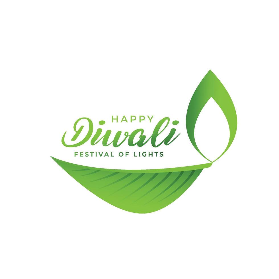 gelukkig groen diwali vector ontwerp met creatief blad diya ontwerp