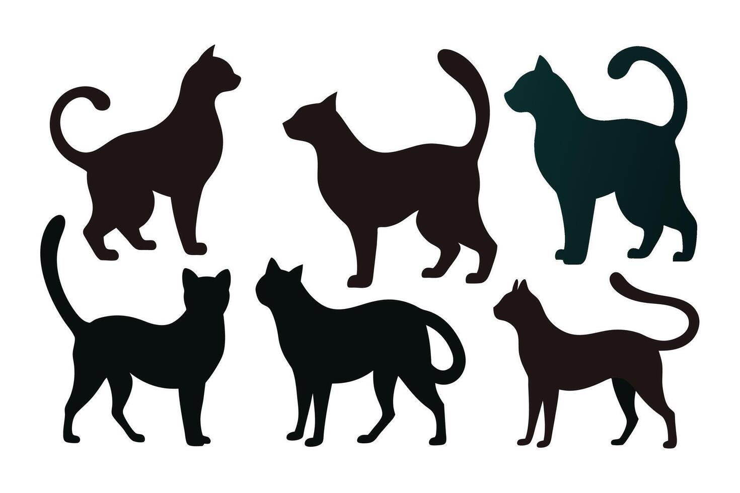 kat silhouetten verzameling geïsoleerd Aan wit achtergrond vector