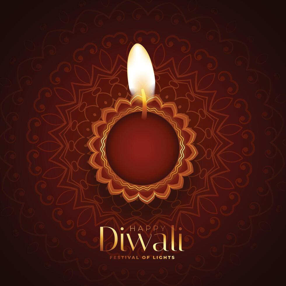 lief gelukkig diwali achtergrond met realistisch diya ontwerp vector