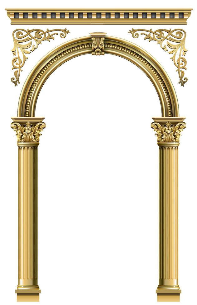 triomfantelijk boog. gouden klassiek rococo barok kader. vector grafiek. luxe kader voor schilderij of ansichtkaart Hoes