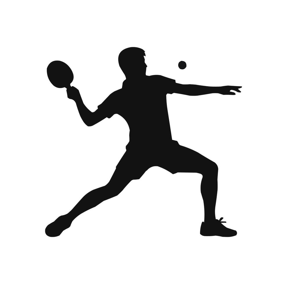 tafel tennis speler silhouet vector icoon illustratie