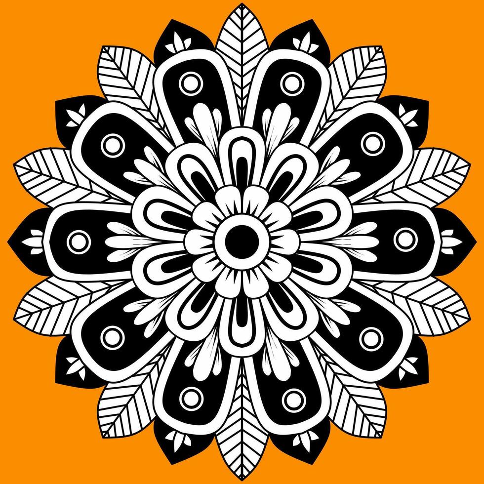 cirkelvormig patroon in de vorm van mandala voor henna, mehndi, tatoeage, decoratie. decoratief ornament in etnische oosterse stijl. kleurboek pagina. vector