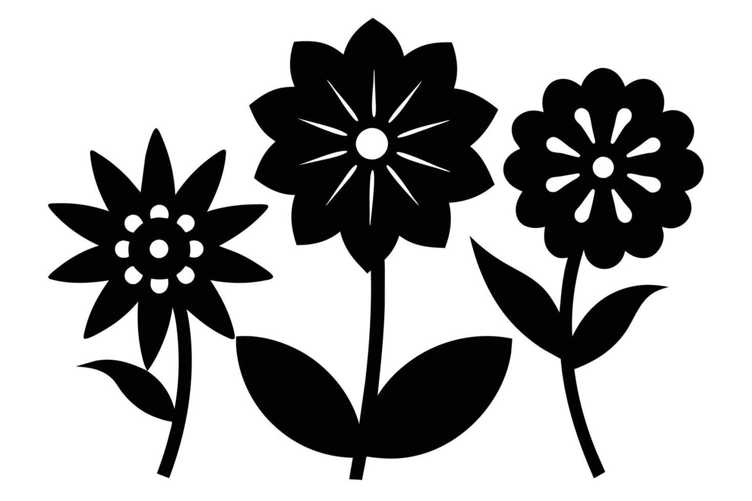 zwart uitknippen symbolen van bloemen vector