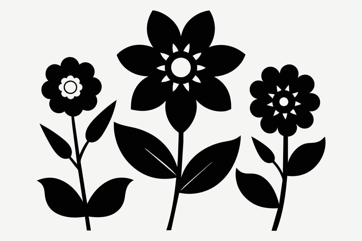 zwart uitknippen symbolen van bloemen vector