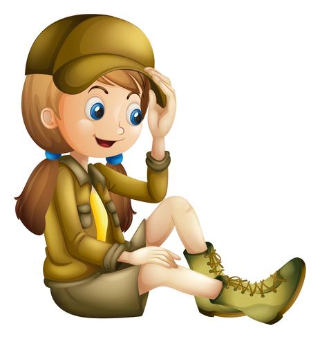 Klein meisje in safari-outfit vector